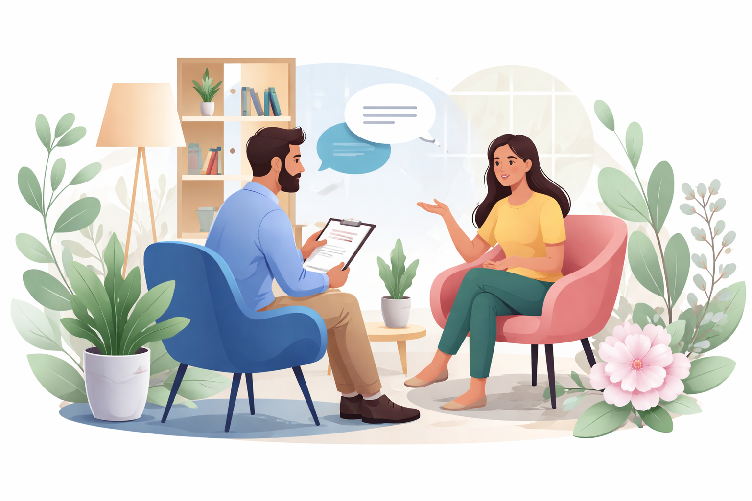 Illustration representing online counselling sessions in India with qualified counsellors